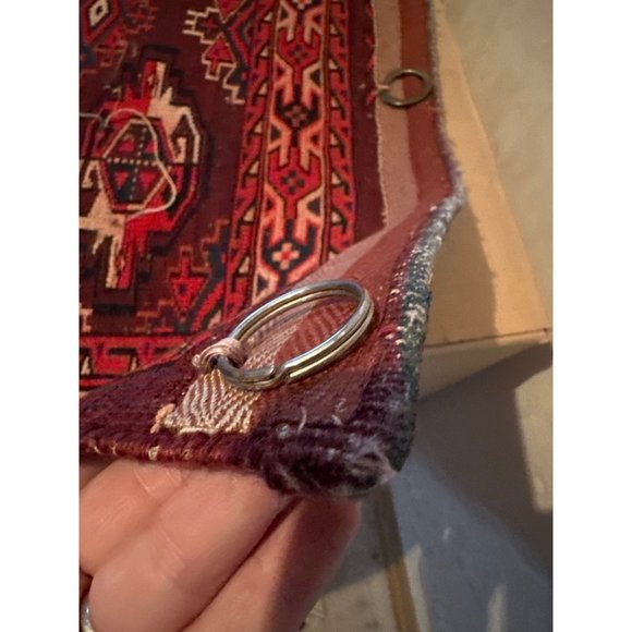 Antique Persian Hand Knotted Red Tribal Wool Rug Or Turkomen Tribal Chuval (Bag - Picture 8 of 16